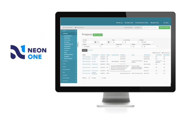 Neon One CRM Screen with logo