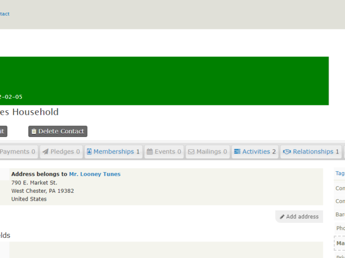 CiviCRM Flag of Importance for Membership Details