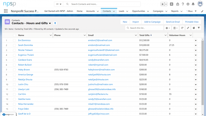 Salesforce rollup summary field list view