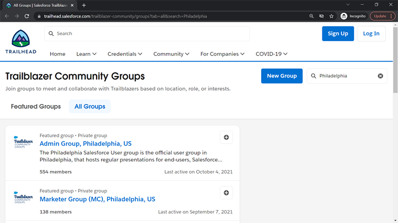 Salesforce communities - groups