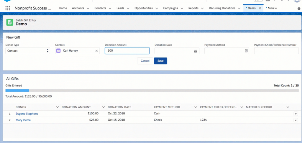 Salesforce Batch Gift Entry
