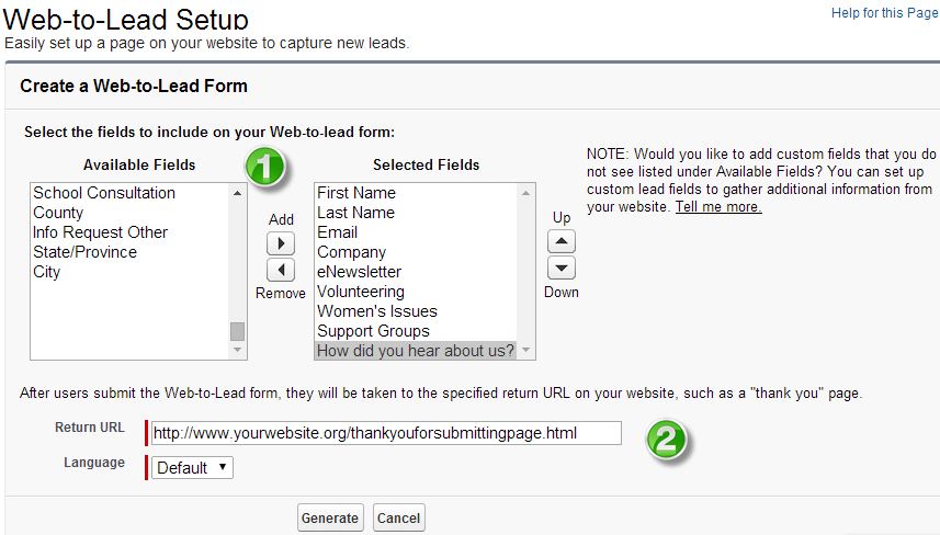 Nonprofit Use Case for Salesforce Web to Lead Form