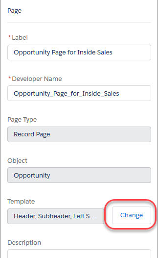 Salesforce Lightning Page Template Change