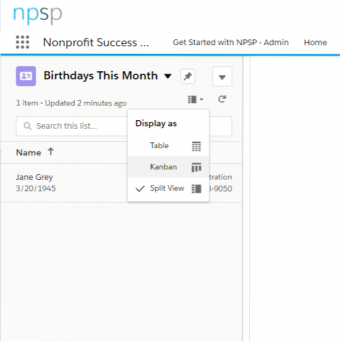 Salesforce Kanban and List Views Dropdown