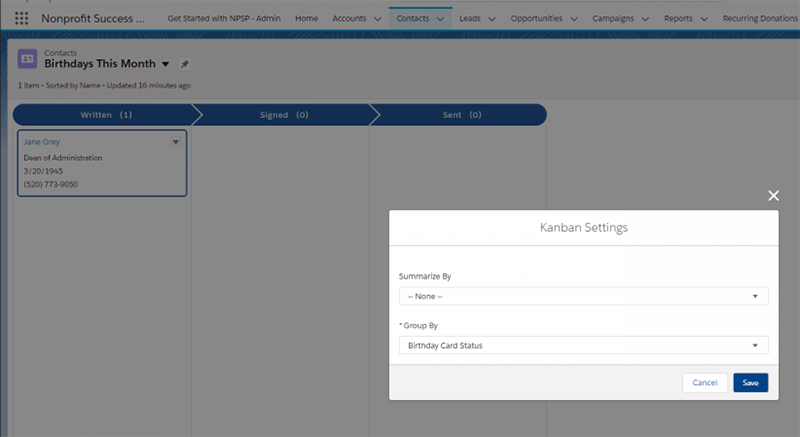 Salesforce Kanban Settings