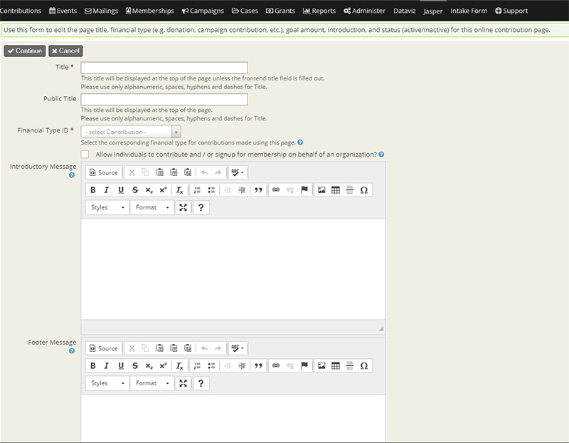 CiviCRM Contribution Setup