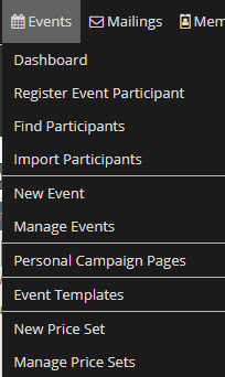 CiviCRM Events Menu