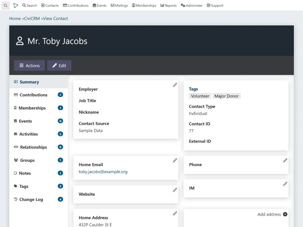 CiviCRM Spark - Contacts