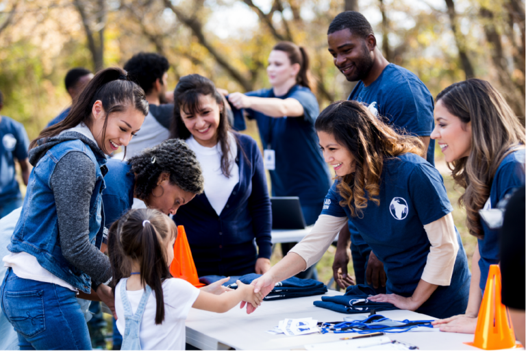 Volunteers at a table.