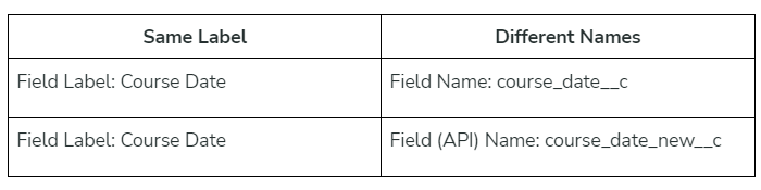 Nightmare Salesforce Names - Same Label and Different Names