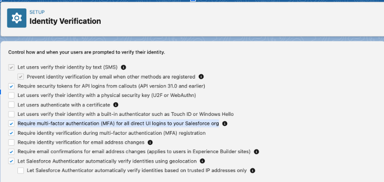 Salesforce Identity Verification