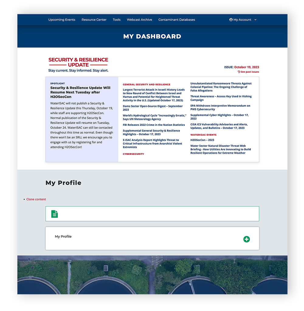 WaterISAC User Dashboard